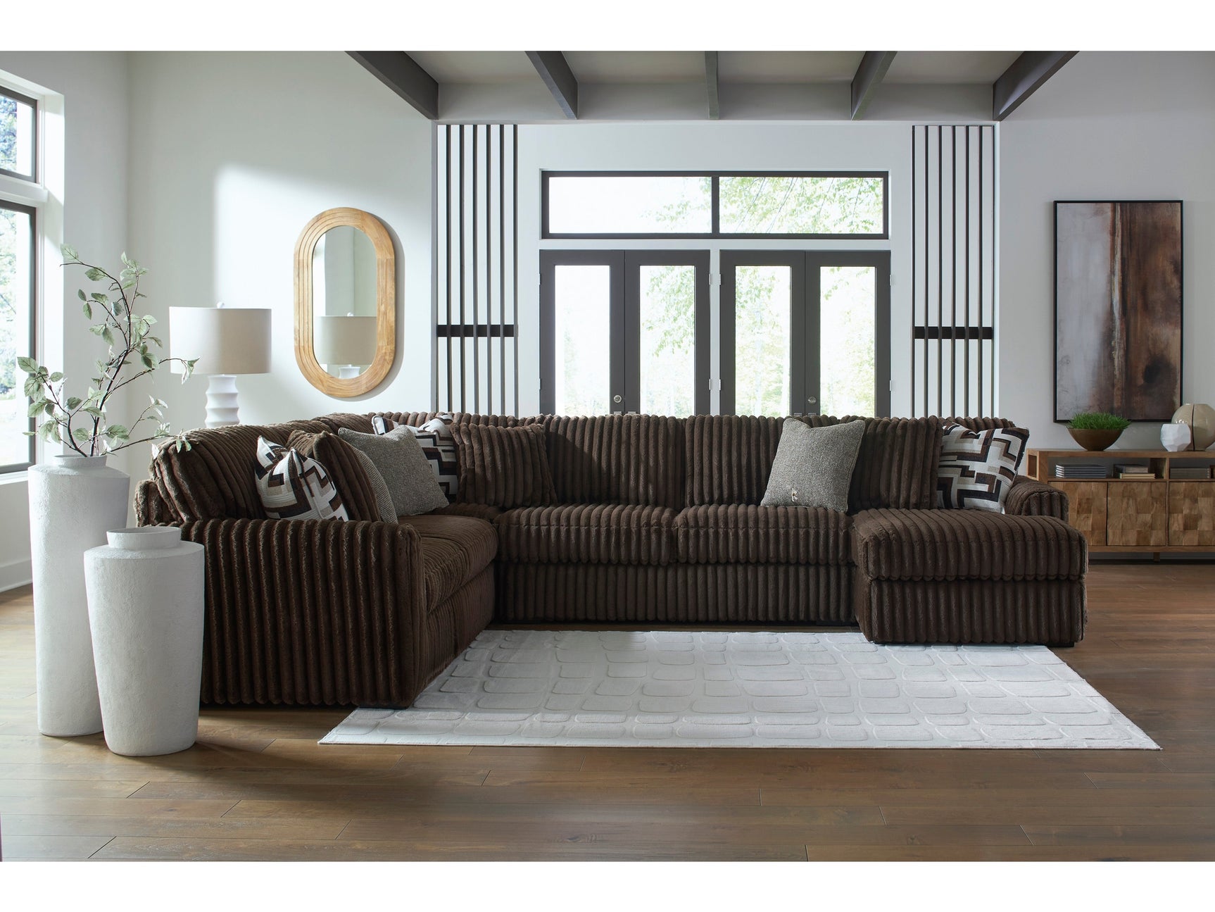 Midnight-Madness Chocolate 4-Piece RAF Sectional with Chaise - Ornate Home