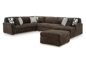 Midnight-Madness Chocolate 4-Piece Sectional and Oversized Accent Ottoman (Online Special Price) - Ornate Home