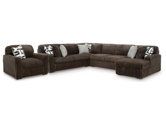 Midnight-Madness Chocolate 4-Piece Sectional and Oversized Chair (Online Special Price) - Ornate Home