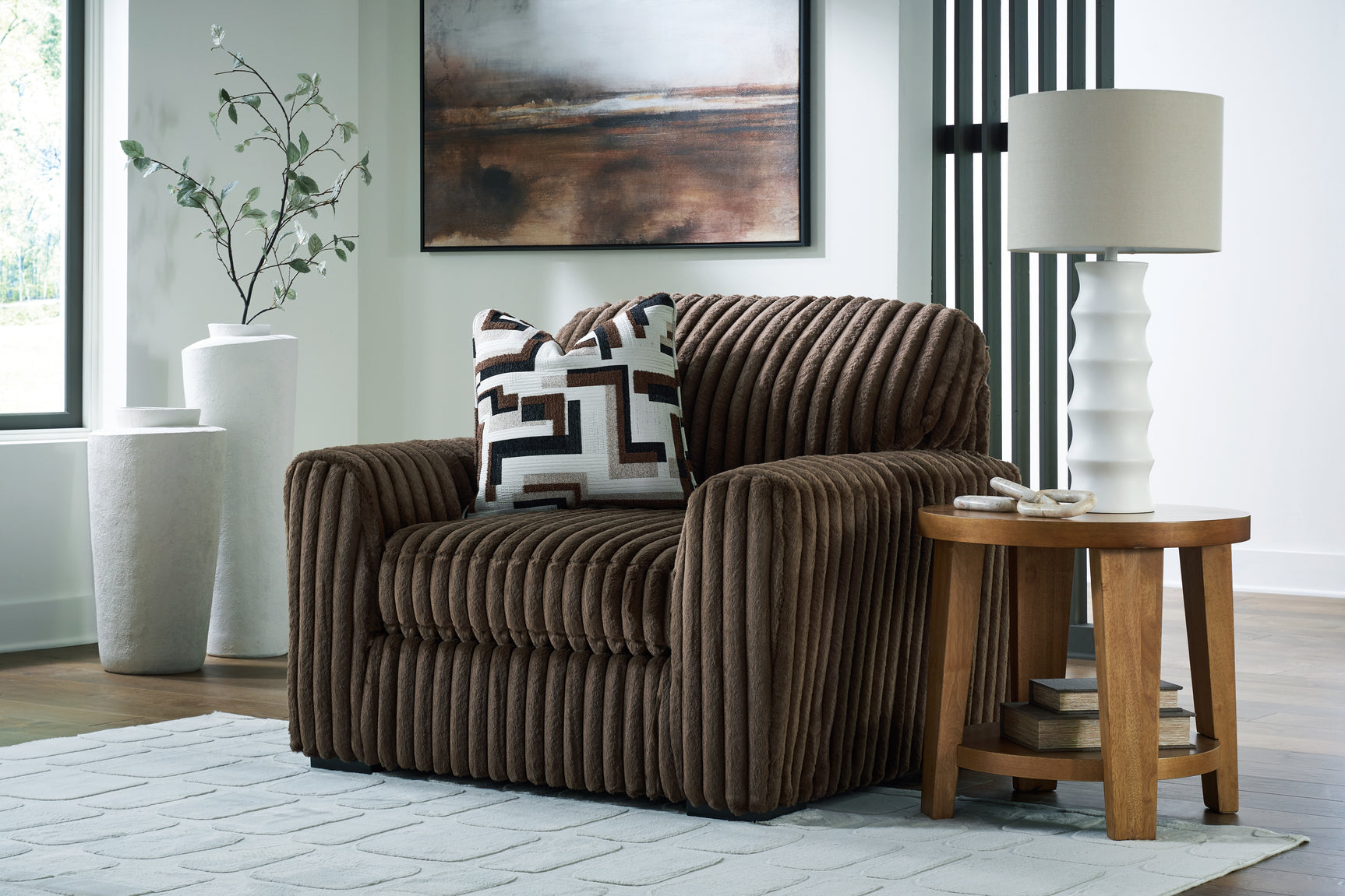 Midnight-Madness Chocolate 4-Piece Sectional and Oversized Chair (Online Special Price) - Ornate Home