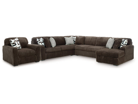 Midnight-Madness Chocolate 4-Piece Sectional and Oversized Chair - Ornate Home