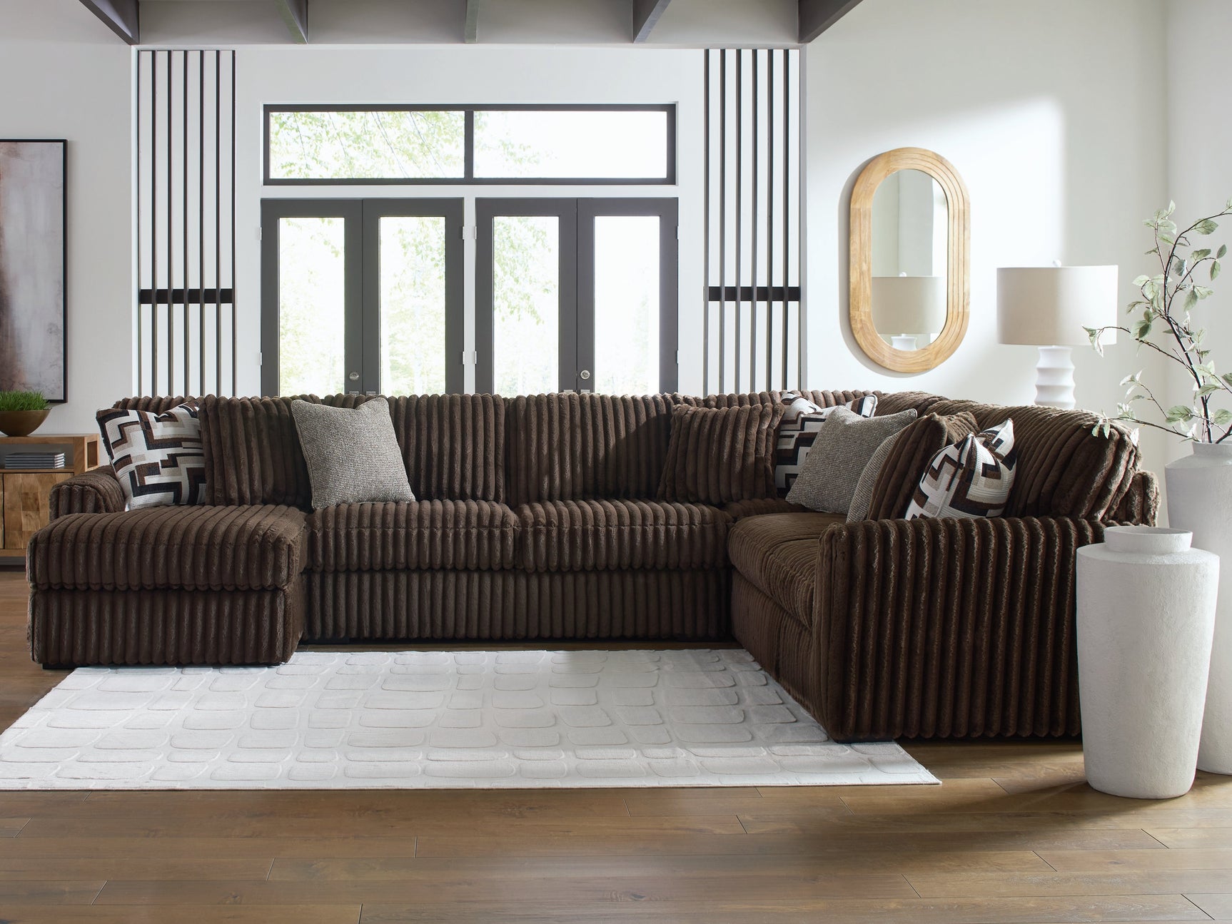 Midnight-Madness Chocolate 4-Piece Sectional with Chaise (Online Special Price) - Ornate Home