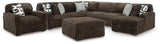 Midnight-Madness Chocolate 4-Piece Sectional with Chaise, Oversized Chair and Ottoman (Online Special Price) - Ornate Home