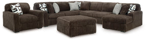 Midnight-Madness Chocolate 4-Piece Sectional with Chaise, Oversized Chair and Ottoman (Online Special Price) - Ornate Home