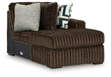 Midnight-Madness Chocolate 4-Piece Sectional with Chaise, Oversized Chair and Ottoman - Ornate Home