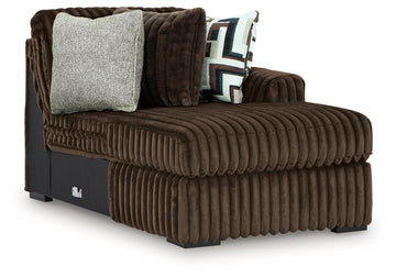 Midnight-Madness Chocolate 4-Piece Sectional with Chaise, Oversized Chair and Ottoman - Ornate Home