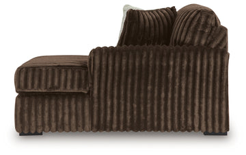 Midnight-Madness Chocolate 4-Piece Sectional with Chaise, Oversized Chair and Ottoman - Ornate Home