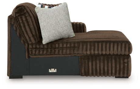 Midnight-Madness Chocolate 4-Piece Sectional with Chaise, Oversized Chair and Ottoman - Ornate Home