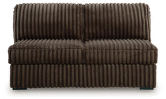 Midnight-Madness Chocolate 4-Piece Sectional with Chaise, Oversized Chair and Ottoman - Ornate Home