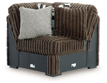 Midnight-Madness Chocolate 4-Piece Sectional with Chaise, Oversized Chair and Ottoman - Ornate Home