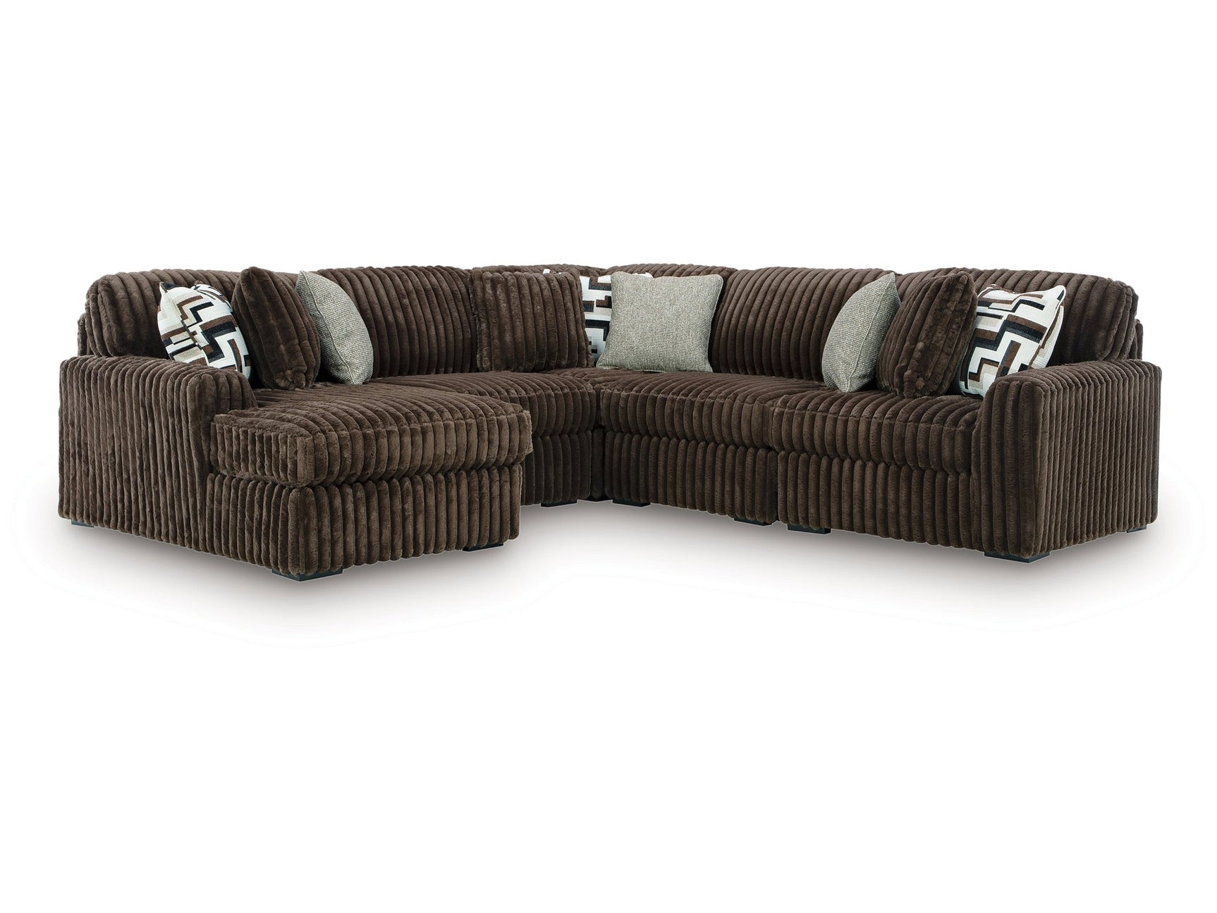 Midnight-Madness Chocolate 5-Piece Sectional with Left Chaise (Online Special Price) - Ornate Home