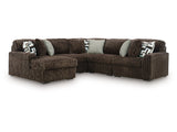 Midnight-Madness Chocolate 5-Piece Sectional with Left Chaise - Ornate Home