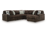 Midnight-Madness Chocolate 5-Piece Sectional with Right Chaise (Online Special Price) - Ornate Home