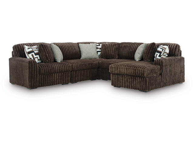 Midnight-Madness Chocolate 5-Piece Sectional with Right Chaise (Online Special Price) - Ornate Home