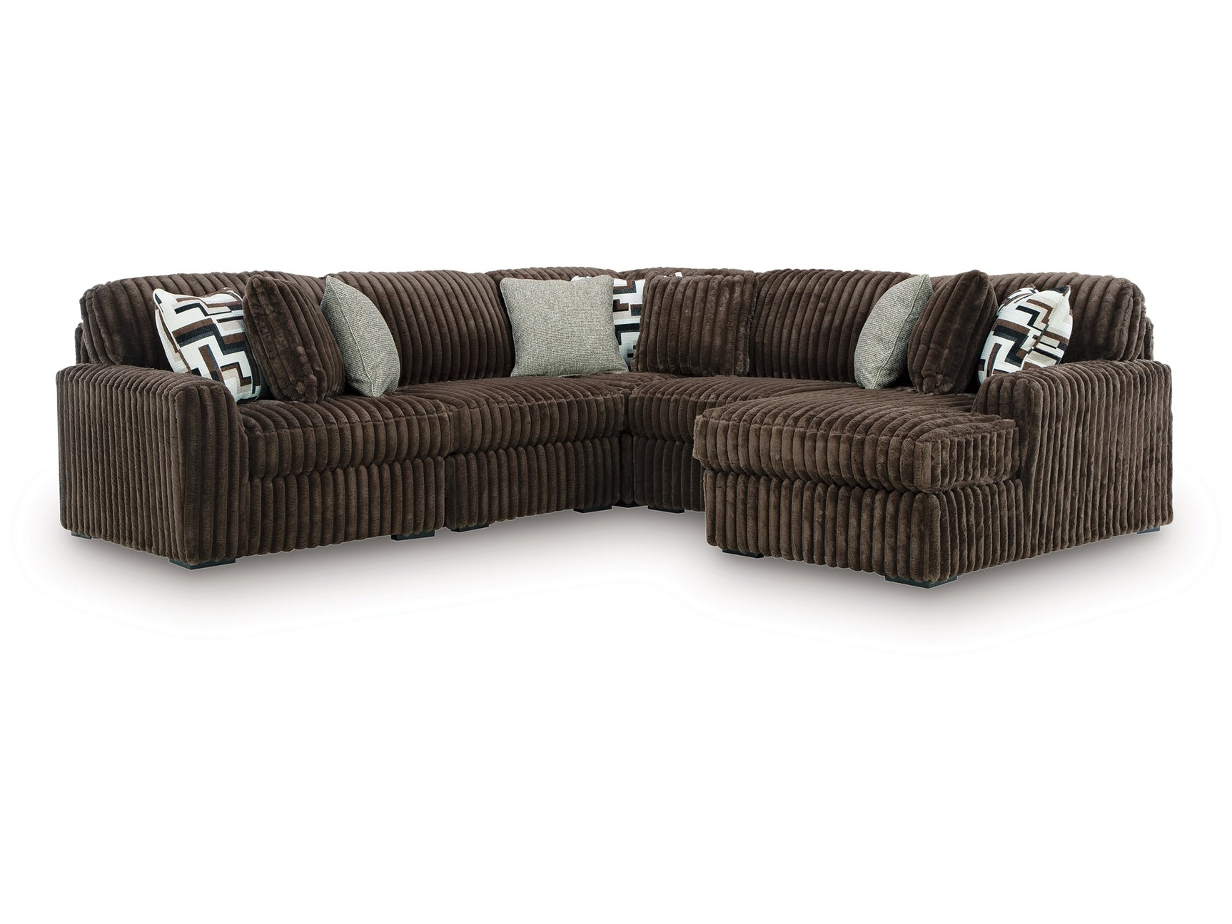 Midnight-Madness Chocolate 5-Piece Sectional with Right Chaise - Ornate Home