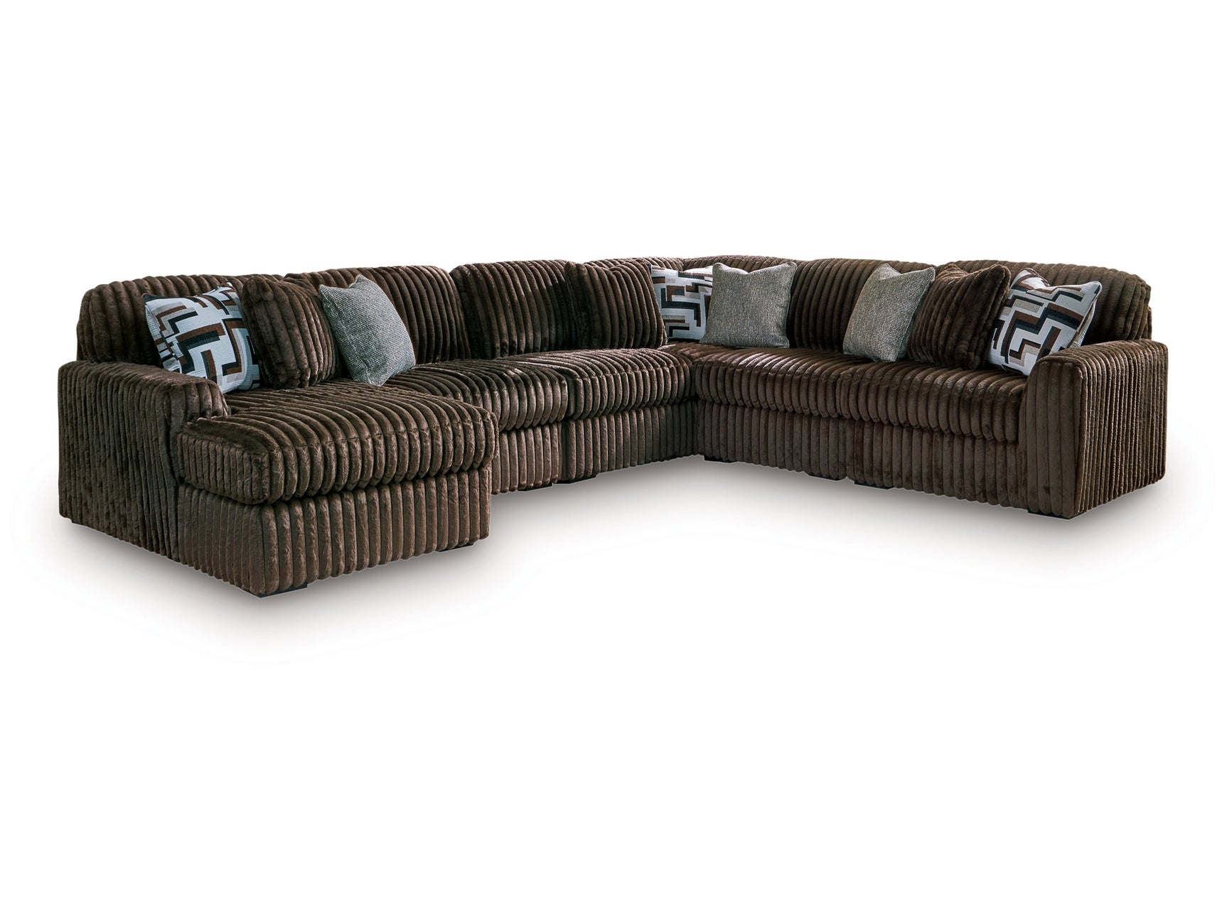 Midnight-Madness Chocolate 6-Piece Sectional with Left Chaise - Ornate Home