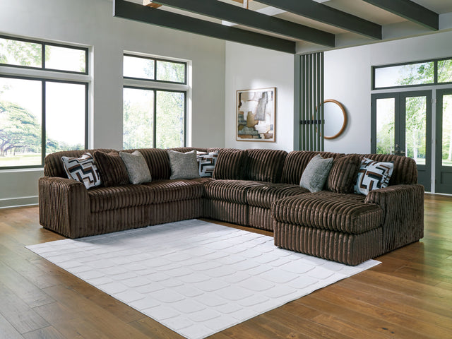 Midnight-Madness Chocolate 6-Piece Sectional with Right Chaise (Online Special Price) - Ornate Home
