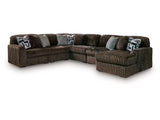 Midnight-Madness Chocolate 6-Piece Sectional with Right Chaise (Online Special Price) - Ornate Home