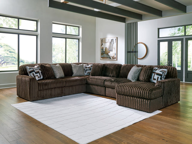 Midnight-Madness Chocolate 6-Piece Sectional with Right Chaise - Ornate Home