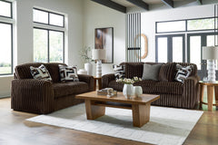 Midnight-Madness Chocolate Corduroy Sofa and Loveseat Living Room Set - Ornate Home