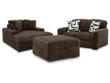 Midnight-Madness Chocolate Loveseat, Oversized Chaise and Ottoman (Online Special Price) - Ornate Home