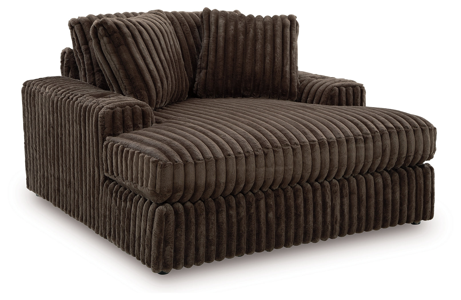 Midnight-Madness Chocolate Loveseat, Oversized Chaise and Ottoman (Online Special Price) - Ornate Home