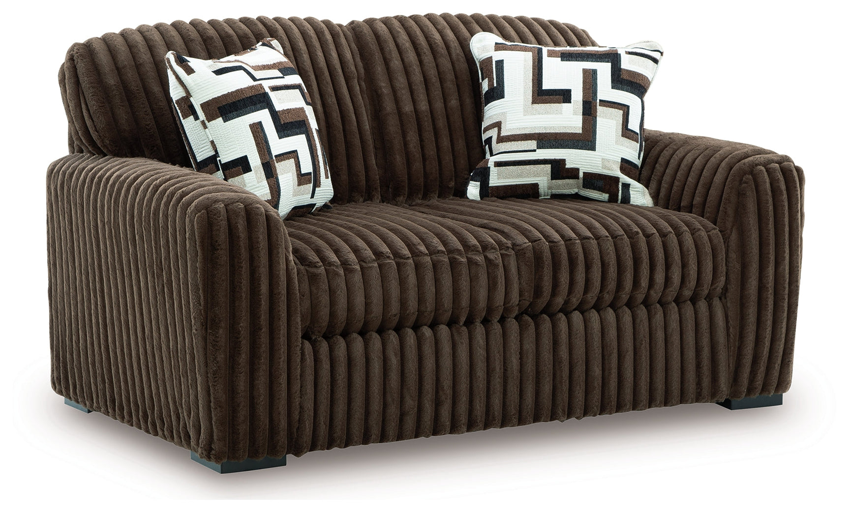 Midnight-Madness Chocolate Loveseat, Oversized Chaise and Ottoman (Online Special Price) - Ornate Home
