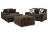 Midnight-Madness Chocolate Loveseat, Oversized Chaise and Ottoman - Ornate Home