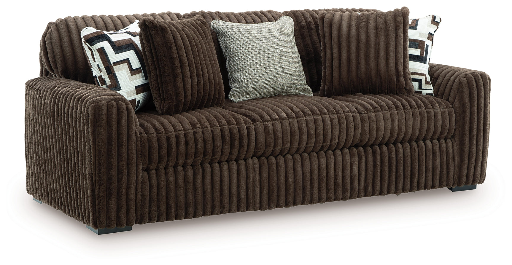 Midnight-Madness Chocolate Sofa, Loveseat and Oversized Accent Ottoman (Online Special Price) - Ornate Home