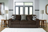 Midnight-Madness Chocolate Sofa, Loveseat and Oversized Accent Ottoman - Ornate Home