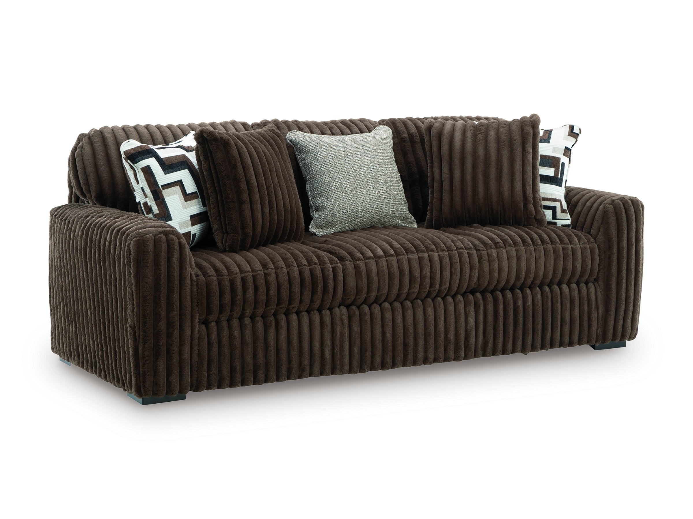 Ashley Furniture Midnight-Madness Chocolate Corduroy Sofa and