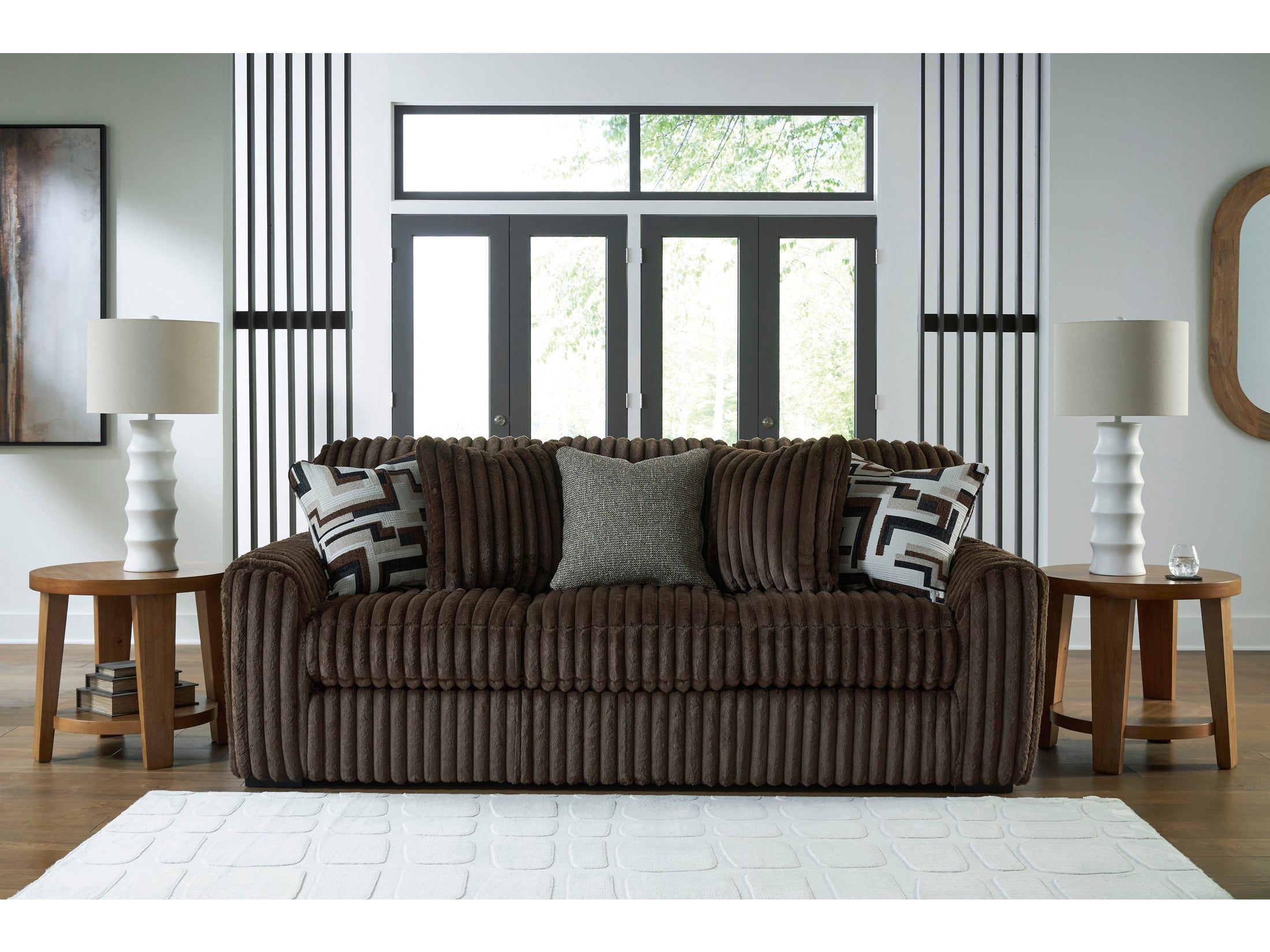 ソファー Ashley Furniture Midnight-Madness Chocolate Corduroy Sofa and