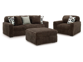 Midnight-Madness Chocolate Sofa, Oversized Chair and Accent Ottoman (Online Special Price) - Ornate Home
