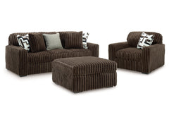 Midnight-Madness Chocolate Sofa, Oversized Chair and Accent Ottoman - Ornate Home