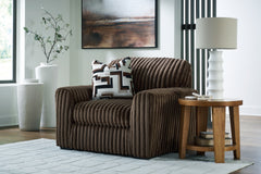 Midnight-Madness Chocolate Sofa, Oversized Chair and Accent Ottoman - Ornate Home