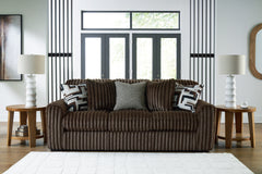 Midnight-Madness Chocolate Sofa, Oversized Chair and Accent Ottoman - Ornate Home