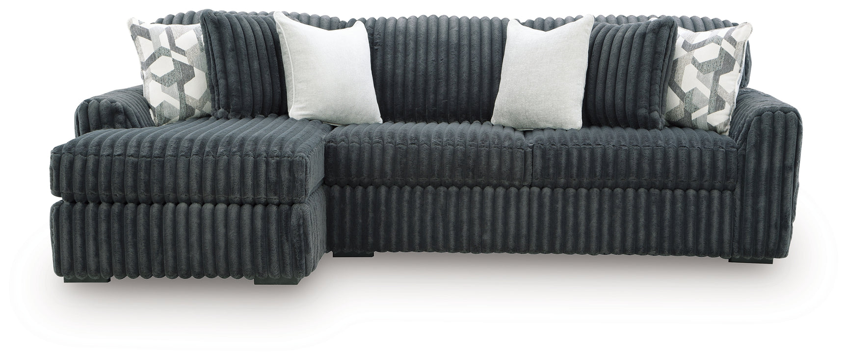 Midnight-Madness Gunmetal 2-Piece Sectional Sofa Chaise (Online Special Price) - Ornate Home