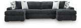Midnight-Madness Gunmetal 3 Pc Double Chaise Sectional (Online Special Price) - Ornate Home