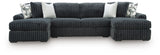 Midnight-Madness Gunmetal 3 Pc Double Chaise Sectional - Ornate Home