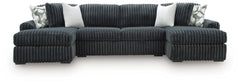 Midnight-Madness Gunmetal 3 Pc Double Chaise Sectional - Ornate Home