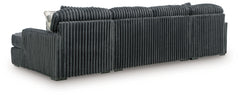 Midnight-Madness Gunmetal 3 Pc Double Chaise Sectional - Ornate Home