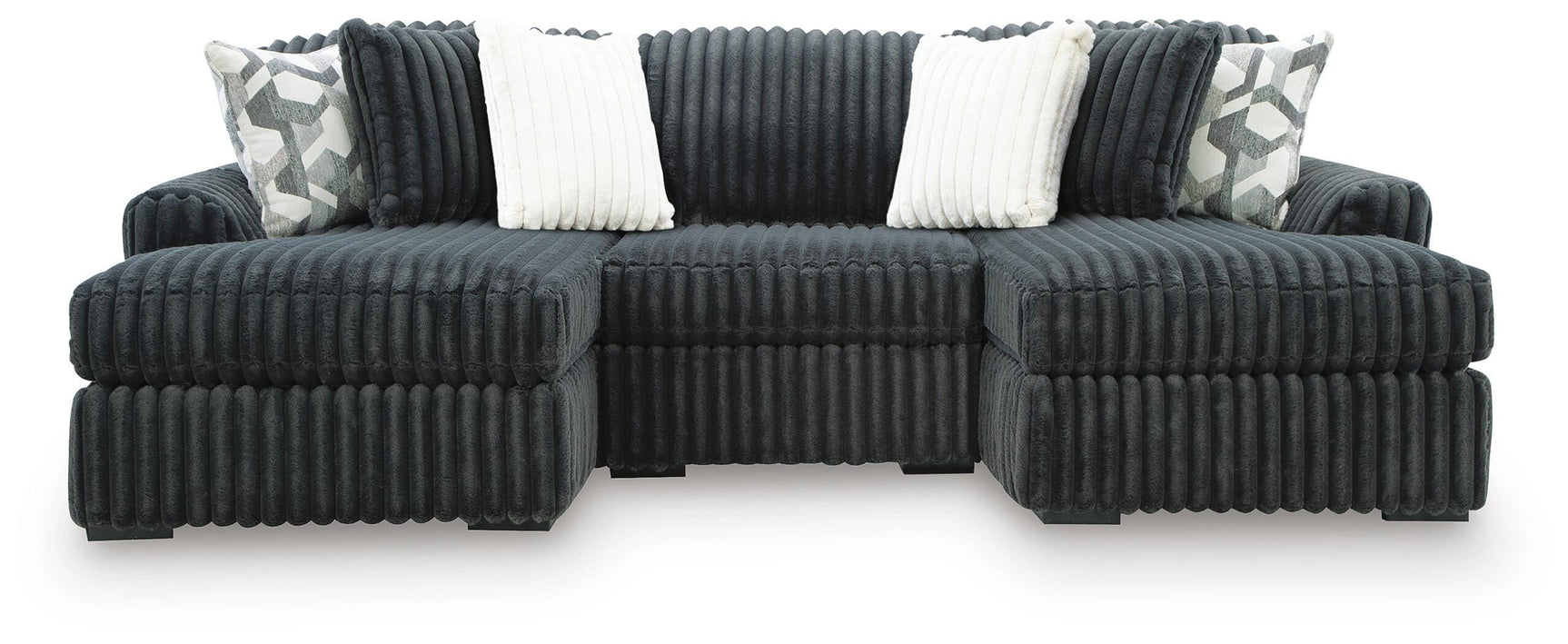 Midnight-Madness Gunmetal 3-Piece Double Chaise Sectional (Online Special Price)