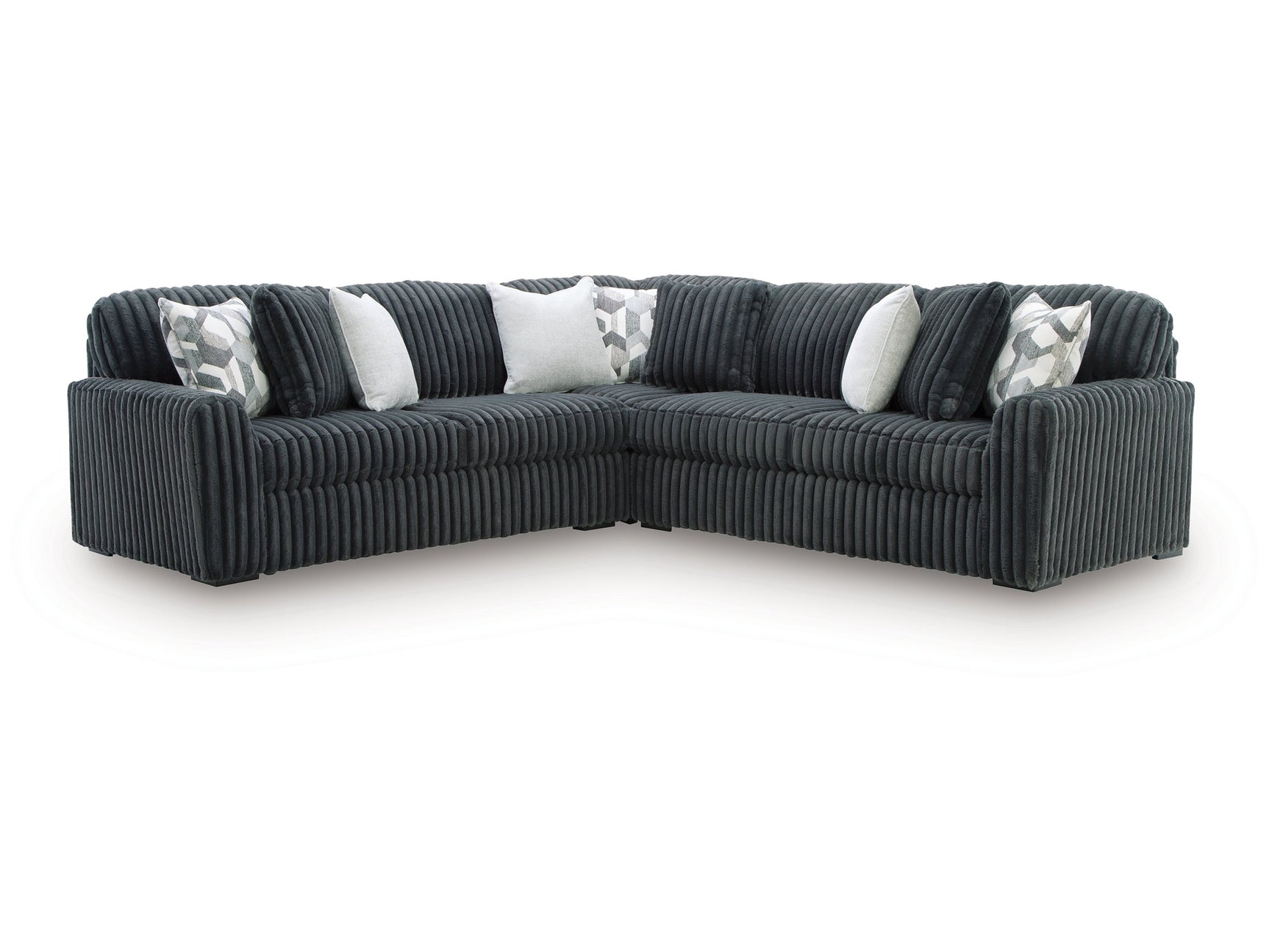 Midnight-Madness Gunmetal 3-Piece Sectional - Ornate Home