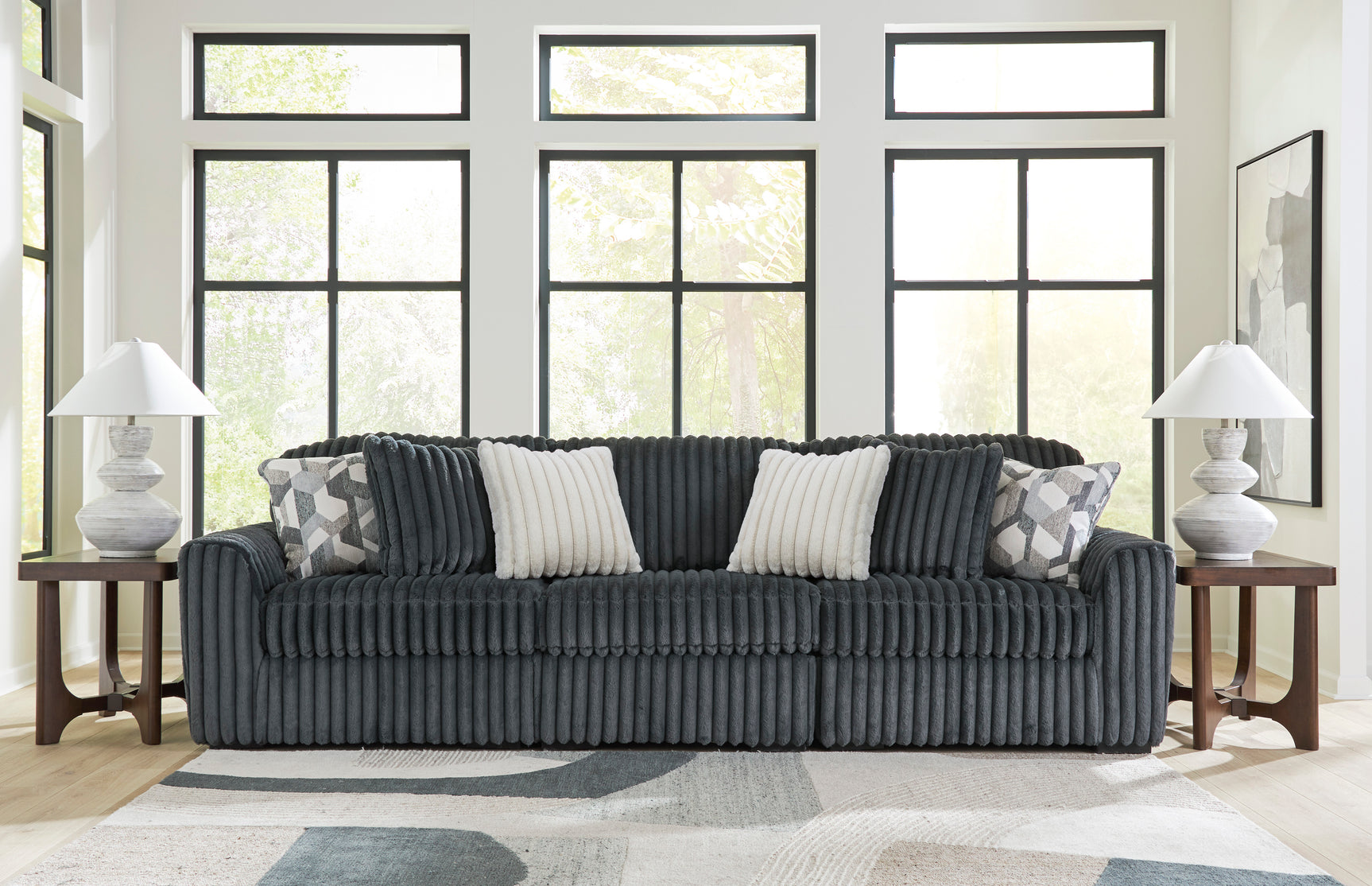 Midnight-Madness Gunmetal 3-Piece Sectional Sofa (Online Special Price)