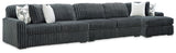 Midnight-Madness Gunmetal 3-Piece Sectional with Chaise (Online Special Price) - Ornate Home