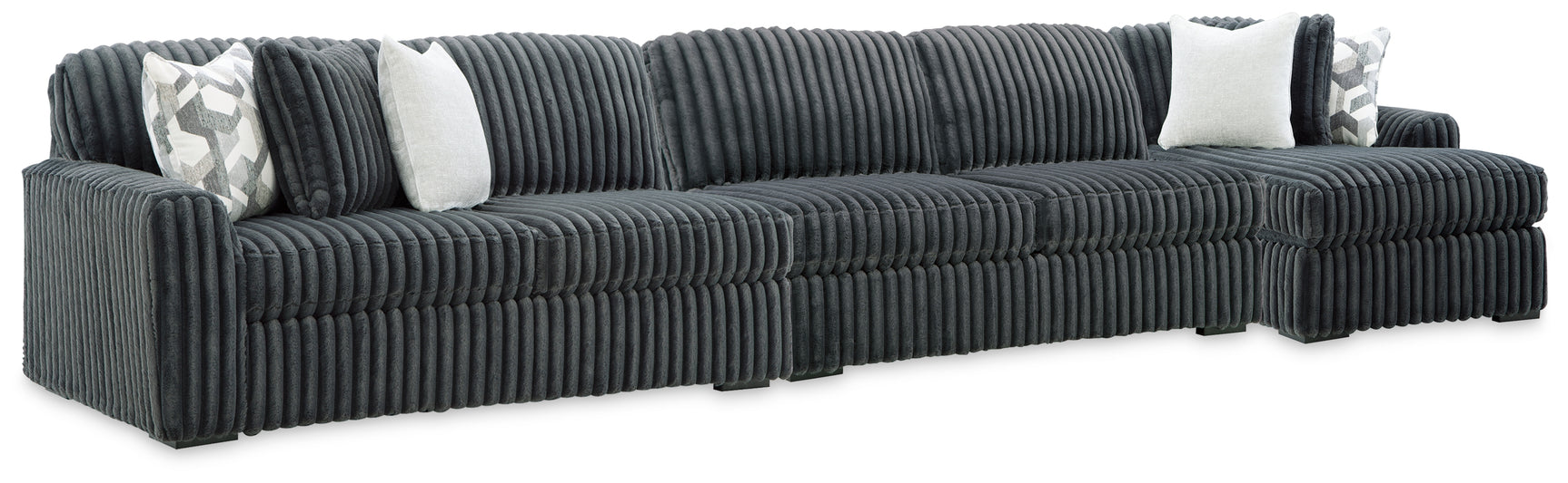 Midnight-Madness Gunmetal 3-Piece Sectional with Chaise (Online Special Price) - Ornate Home