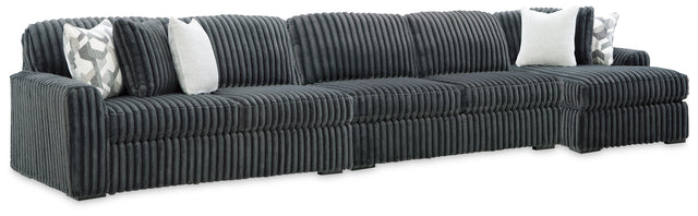 Midnight-Madness Gunmetal 3-Piece Sectional with Chaise (Online Special Price) - Ornate Home
