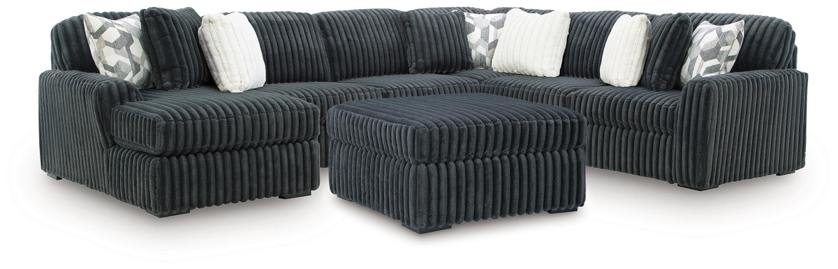Midnight-Madness Gunmetal 4-Piece Sectional and Ottoman - Ornate Home
