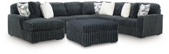 Midnight-Madness Gunmetal 4-Piece Sectional and Ottoman - Ornate Home