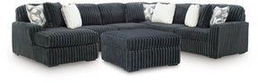 Midnight-Madness Gunmetal 4-Piece Sectional and Ottoman - Ornate Home